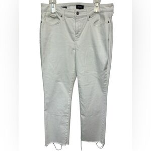 NYDJ Marilyn Straight White Raw Edge Bottom Jeans